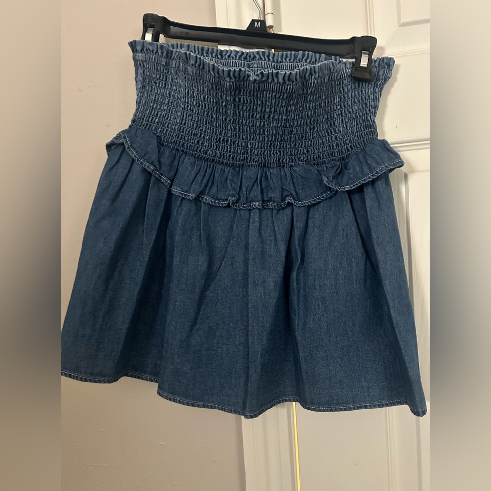 DKNY Blue Smocked Mini Skirt